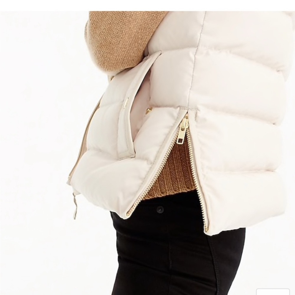 J. Crew Cream/Ivory Puffer Vest with Gold Button and Zipper details Size XS